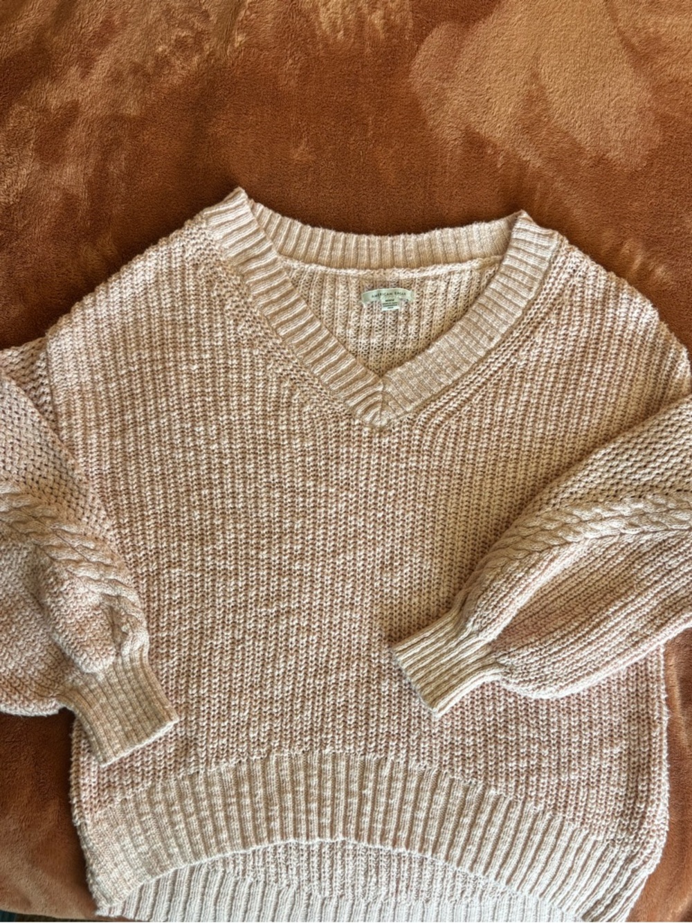 American Eagle Outfitters Soft Pink Crewneck Knit Sweater